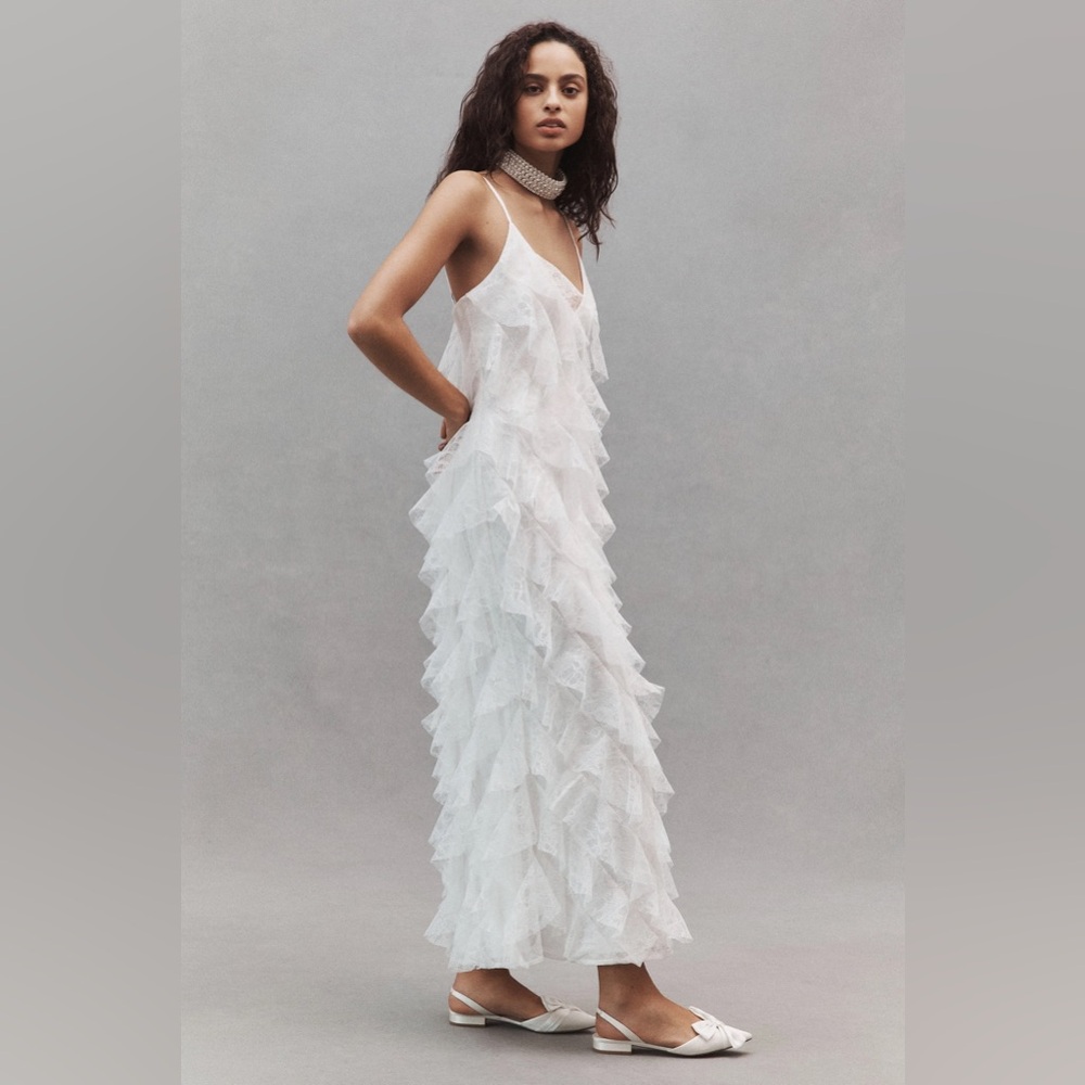 BHLDN White Ruffled Dress